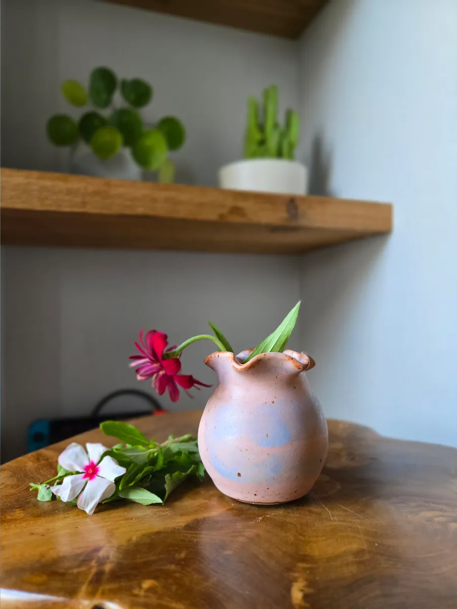 Mini Scalloped Pink & Blue Vase