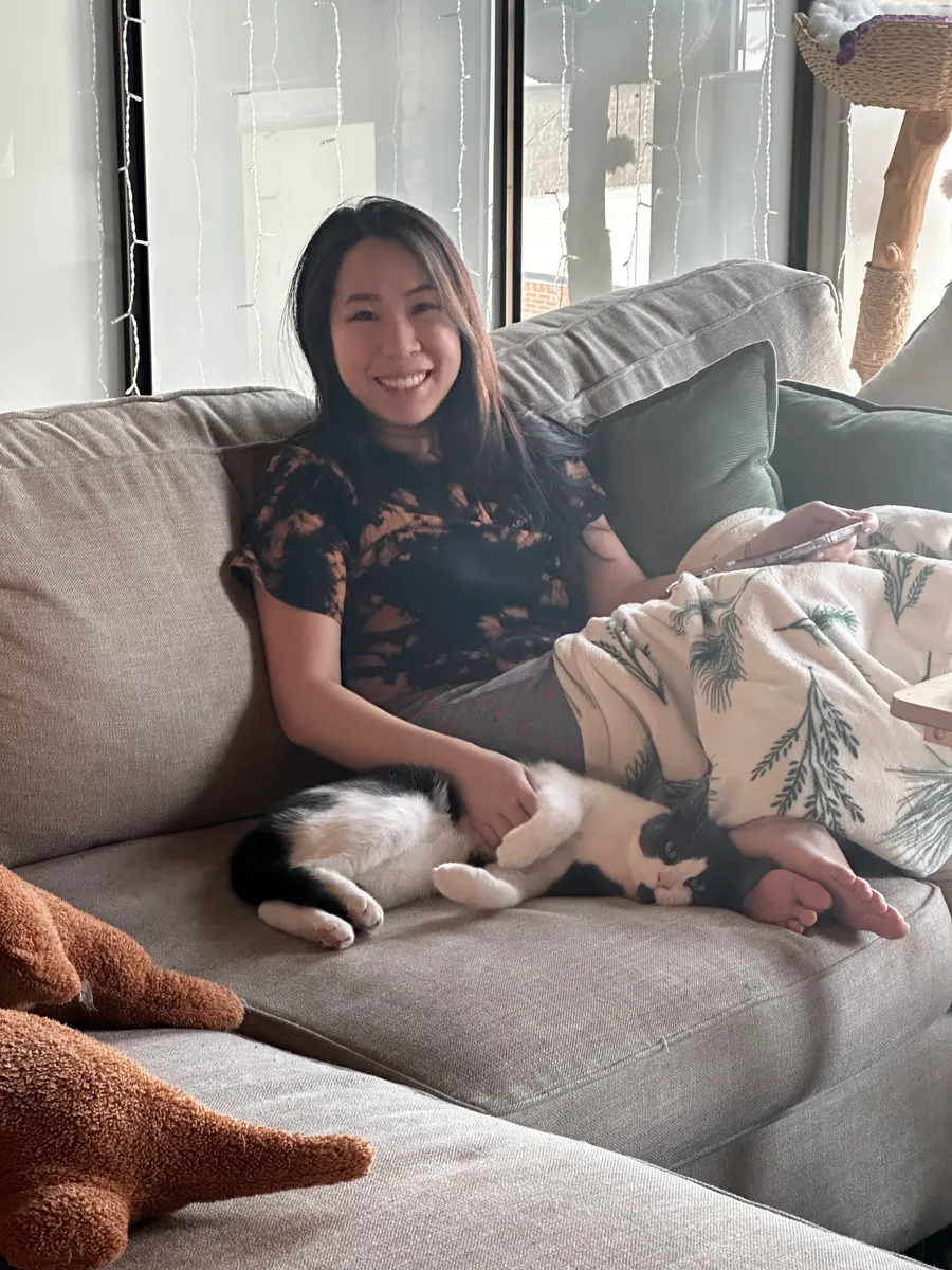Sitting with Aang the cat